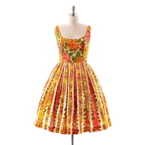 NWT ISAAC MIZRAHI Target Floral Orange Hydrangea Dress 1X Pleated Rockabilly